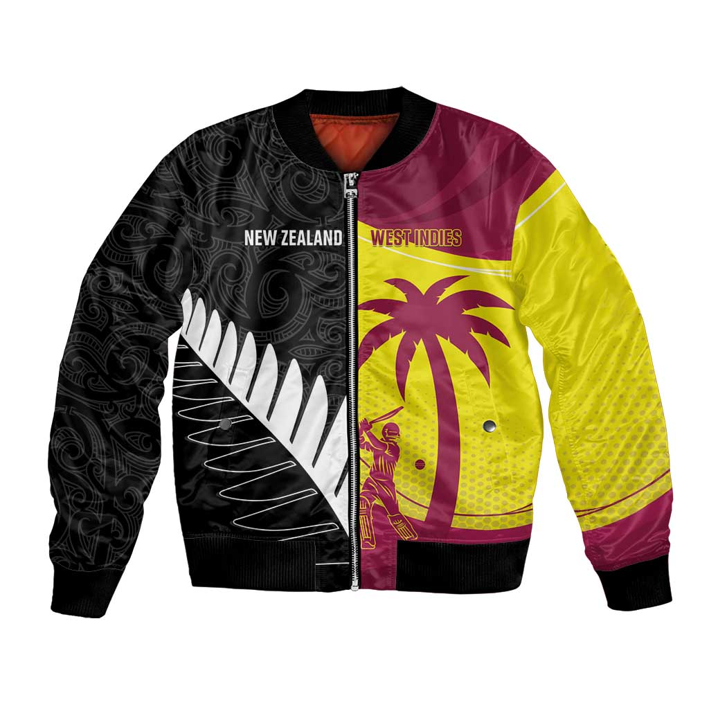 New Zealand and West Indies Cricket Custom Bomber Jacket Black Cap Windies Together - Aussie Hoodie