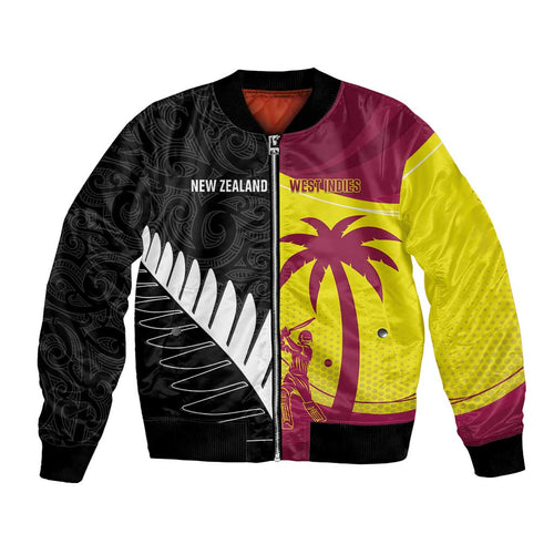 New Zealand and West Indies Cricket Custom Bomber Jacket Black Cap Windies Together - Aussie Hoodie