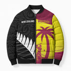 New Zealand and West Indies Cricket Custom Bomber Puffer Jacket Black Cap Windies Together - Aussie Hoodie