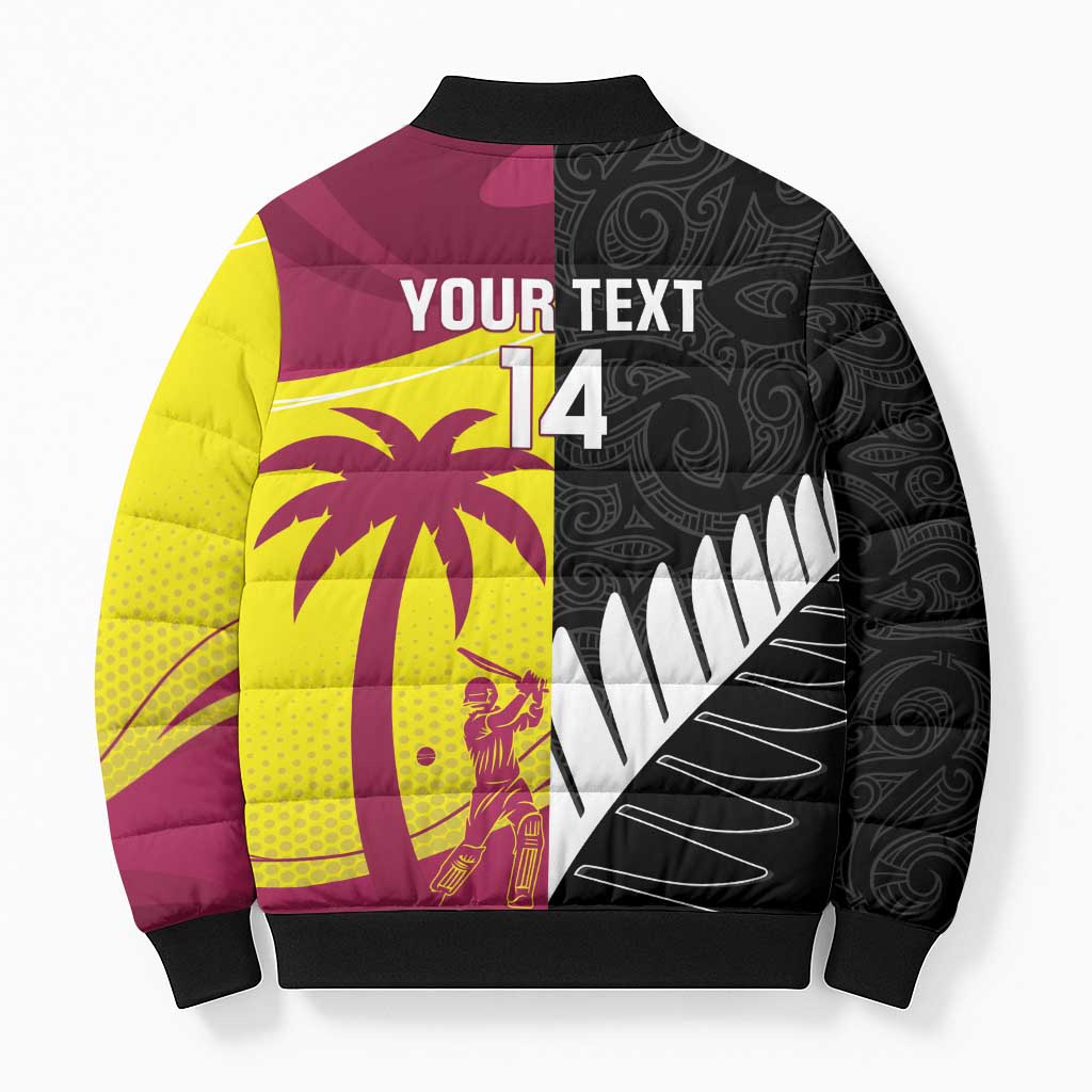 New Zealand and West Indies Cricket Custom Bomber Puffer Jacket Black Cap Windies Together - Aussie Hoodie