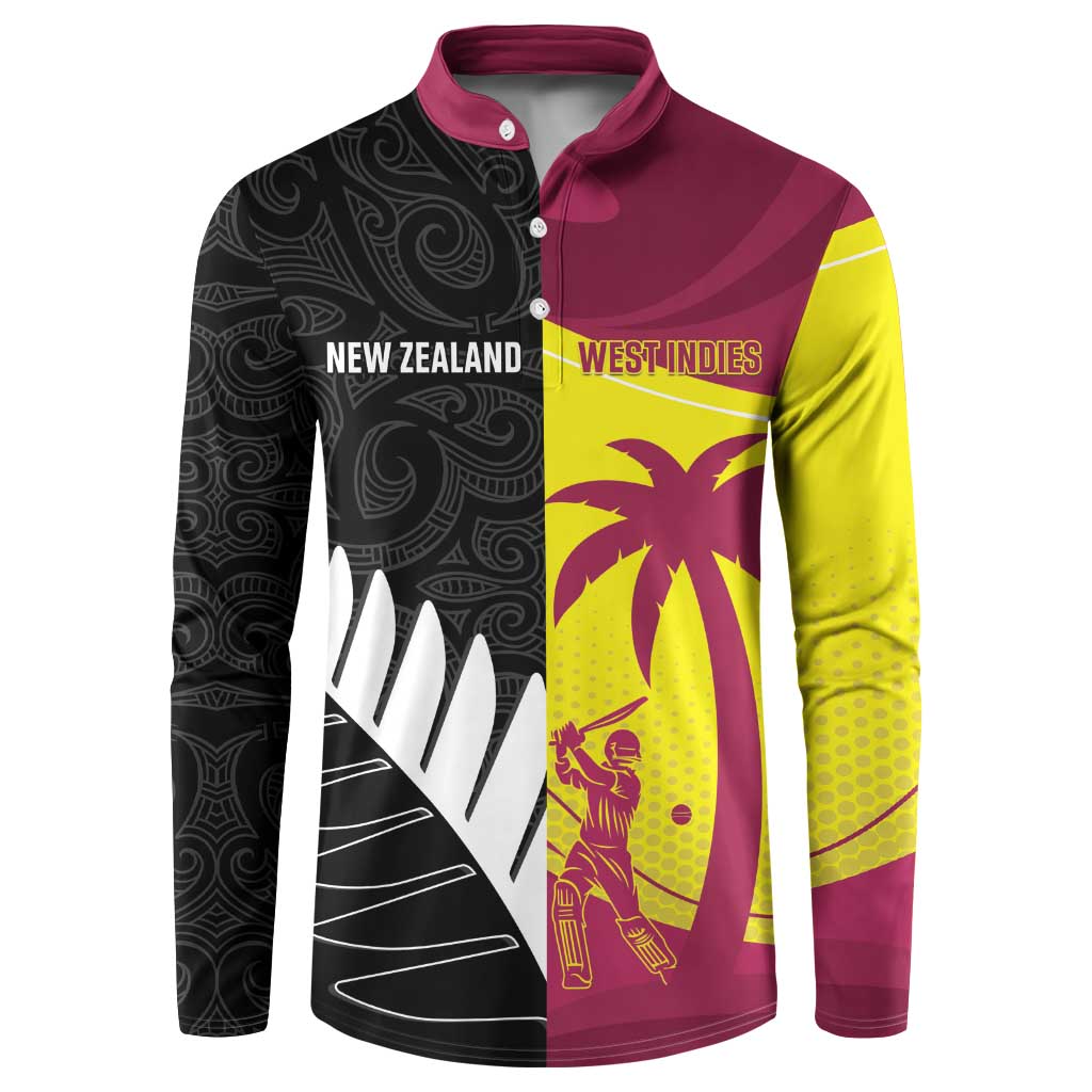 New Zealand and West Indies Cricket Custom Button Sweatshirt Black Cap Windies Together - Aussie Hoodie