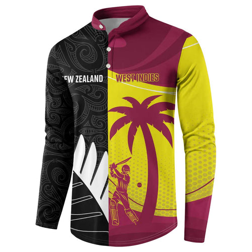 New Zealand and West Indies Cricket Custom Button Sweatshirt Black Cap Windies Together - Aussie Hoodie