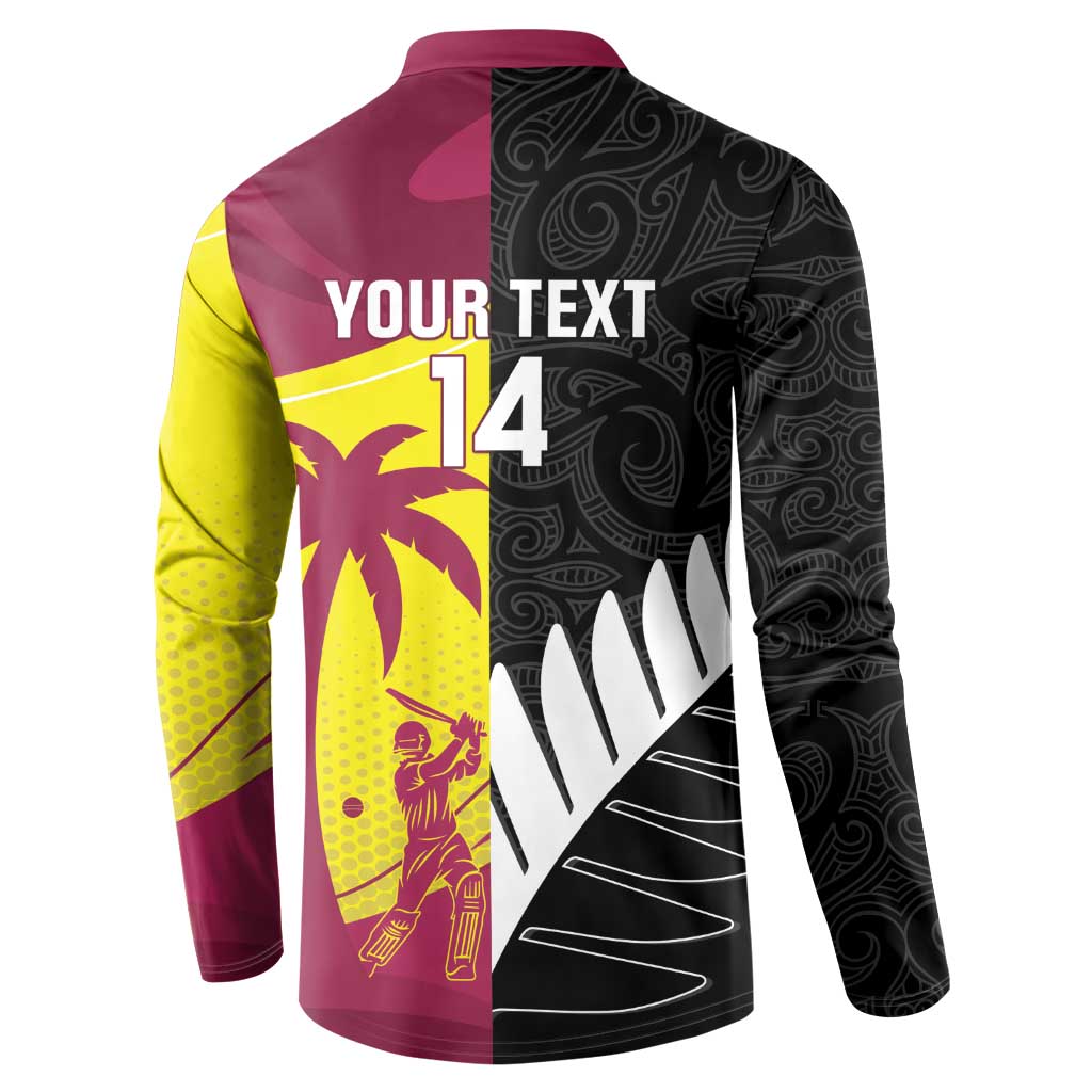 New Zealand and West Indies Cricket Custom Button Sweatshirt Black Cap Windies Together - Aussie Hoodie