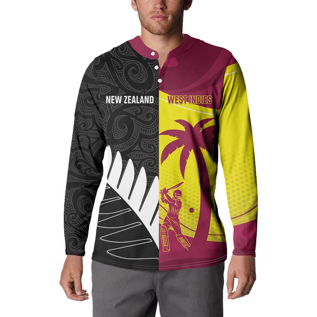New Zealand and West Indies Cricket Custom Button Sweatshirt Black Cap Windies Together - Aussie Hoodie