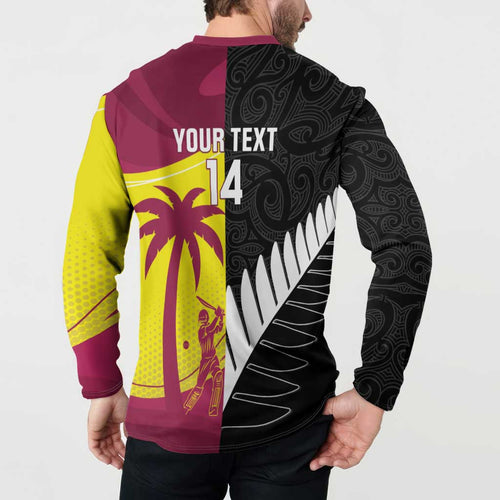 New Zealand and West Indies Cricket Custom Button Sweatshirt Black Cap Windies Together - Aussie Hoodie