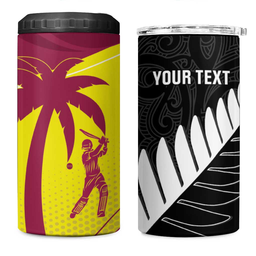 New Zealand and West Indies Cricket Custom 4 in 1 Can Cooler Tumbler Black Cap Windies Together - Aussie Hoodie