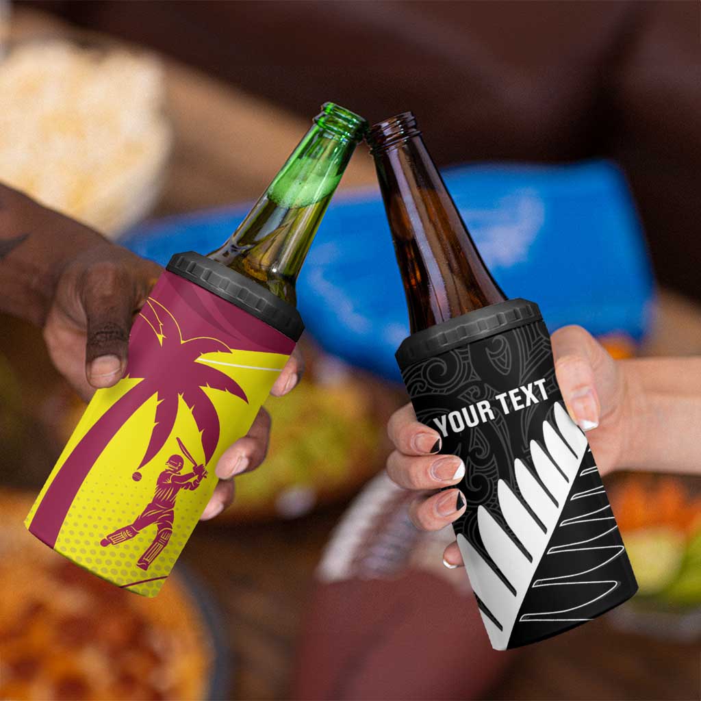New Zealand and West Indies Cricket Custom 4 in 1 Can Cooler Tumbler Black Cap Windies Together - Aussie Hoodie