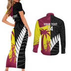 New Zealand and West Indies Cricket Custom Couples Matching Short Sleeve Bodycon Dress and Long Sleeve Button Shirt Black Cap Windies Together - Aussie Hoodie