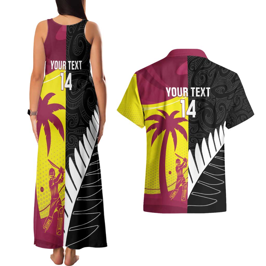 New Zealand and West Indies Cricket Custom Couples Matching Tank Maxi Dress and Hawaiian Shirt Black Cap Windies Together - Aussie Hoodie