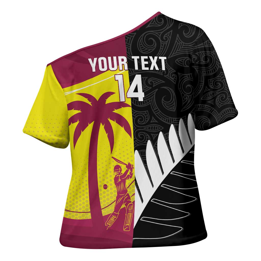 New Zealand and West Indies Cricket Custom Cross Shoulder Shirt Black Cap Windies Together - Aussie Hoodie