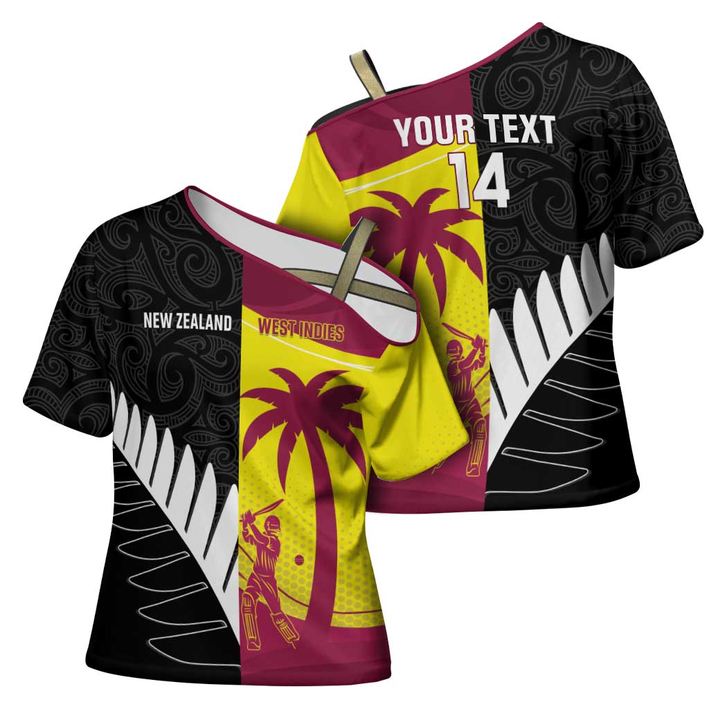 New Zealand and West Indies Cricket Custom Cross Shoulder Shirt Black Cap Windies Together - Aussie Hoodie