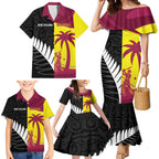 New Zealand and West Indies Cricket Custom Family Matching Mermaid Dress and Hawaiian Shirt Black Cap Windies Together - Aussie Hoodie