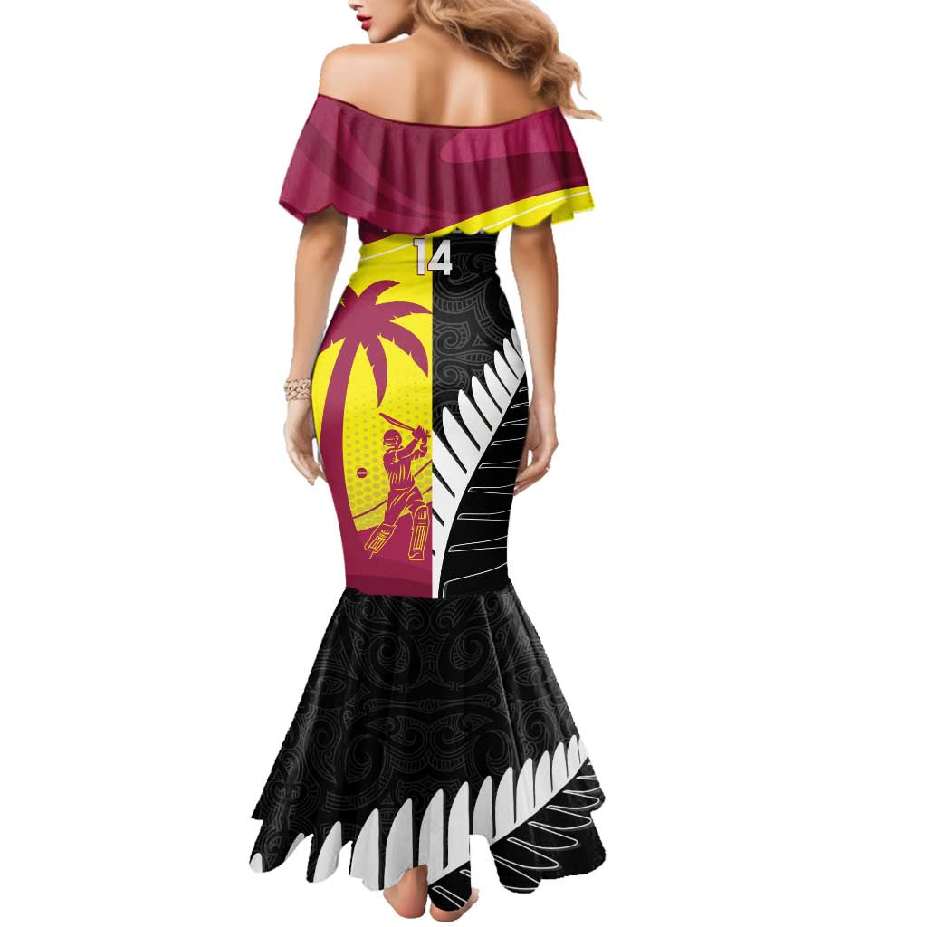 New Zealand and West Indies Cricket Custom Family Matching Mermaid Dress and Hawaiian Shirt Black Cap Windies Together - Aussie Hoodie