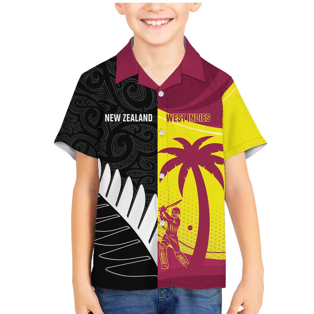 New Zealand and West Indies Cricket Custom Family Matching Mermaid Dress and Hawaiian Shirt Black Cap Windies Together - Aussie Hoodie
