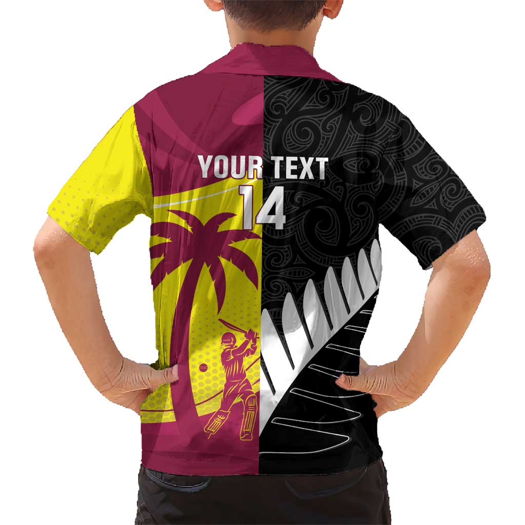 New Zealand and West Indies Cricket Custom Family Matching Off Shoulder Maxi Dress and Hawaiian Shirt Black Cap Windies Together - Aussie Hoodie