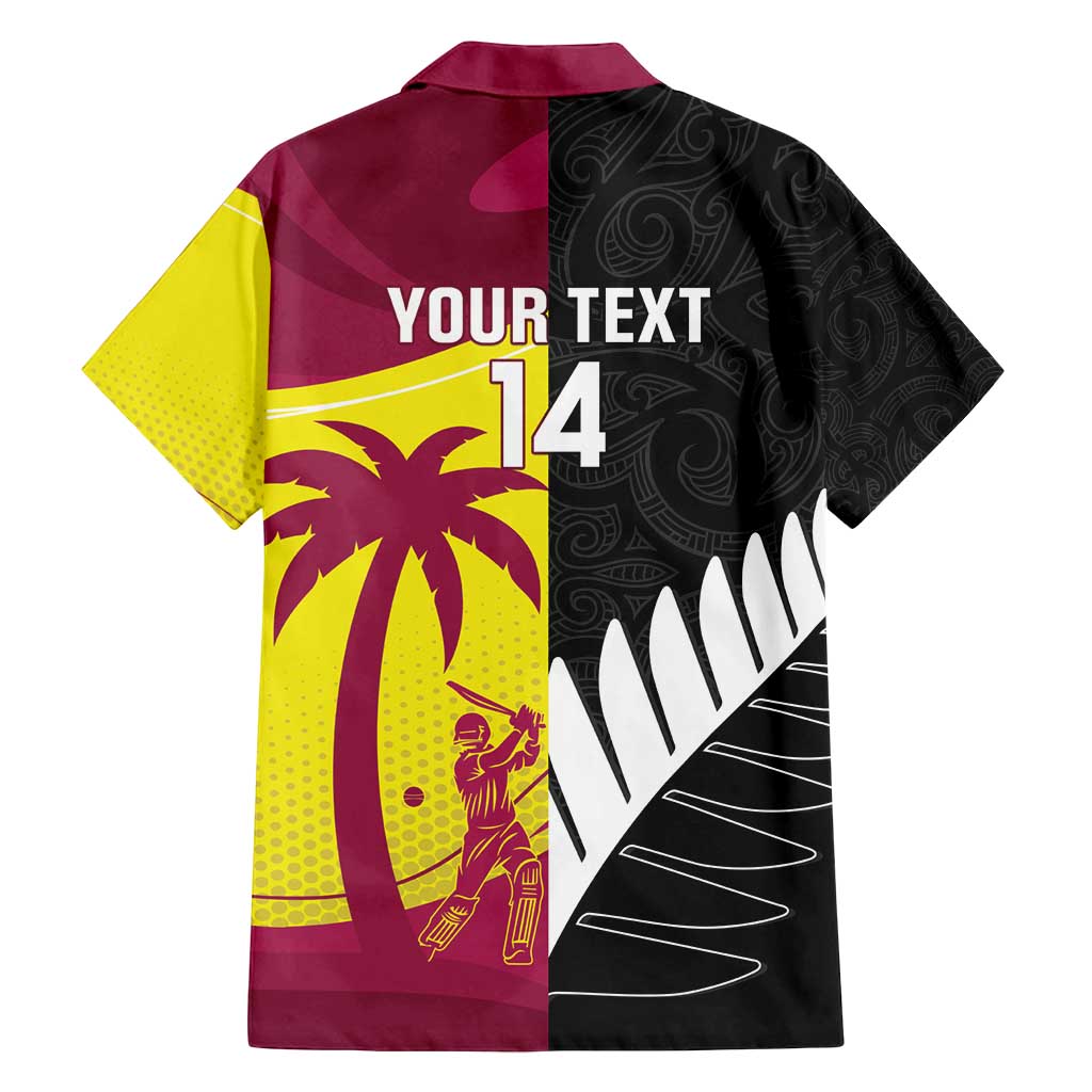 New Zealand and West Indies Cricket Custom Family Matching Off Shoulder Maxi Dress and Hawaiian Shirt Black Cap Windies Together - Aussie Hoodie