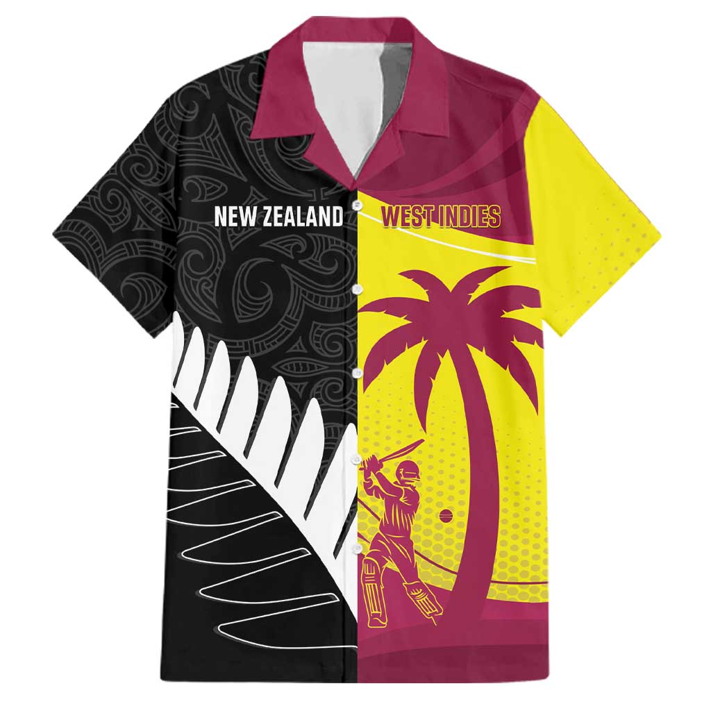 New Zealand and West Indies Cricket Custom Family Matching Off Shoulder Short Dress and Hawaiian Shirt Black Cap Windies Together - Aussie Hoodie