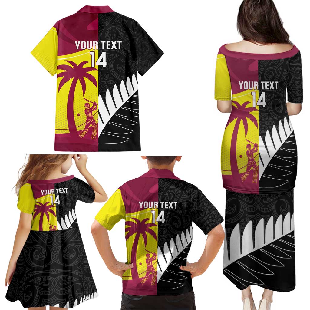 New Zealand and West Indies Cricket Custom Family Matching Puletasi and Hawaiian Shirt Black Cap Windies Together - Aussie Hoodie