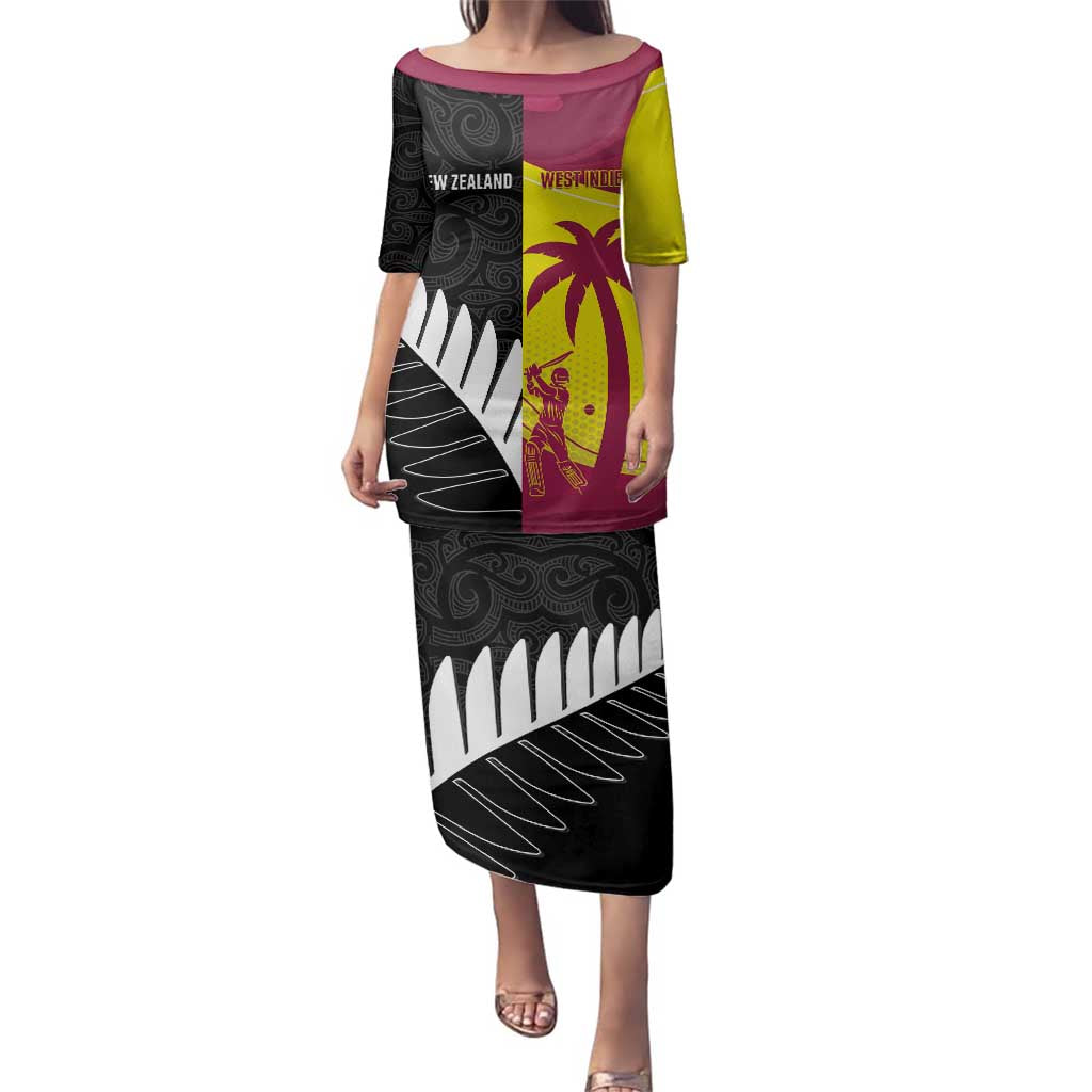 New Zealand and West Indies Cricket Custom Family Matching Puletasi and Hawaiian Shirt Black Cap Windies Together - Aussie Hoodie