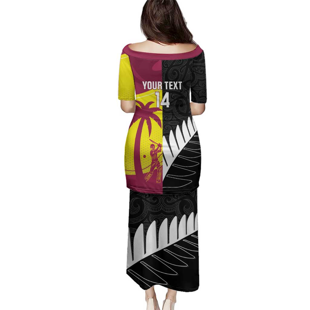 New Zealand and West Indies Cricket Custom Family Matching Puletasi and Hawaiian Shirt Black Cap Windies Together - Aussie Hoodie