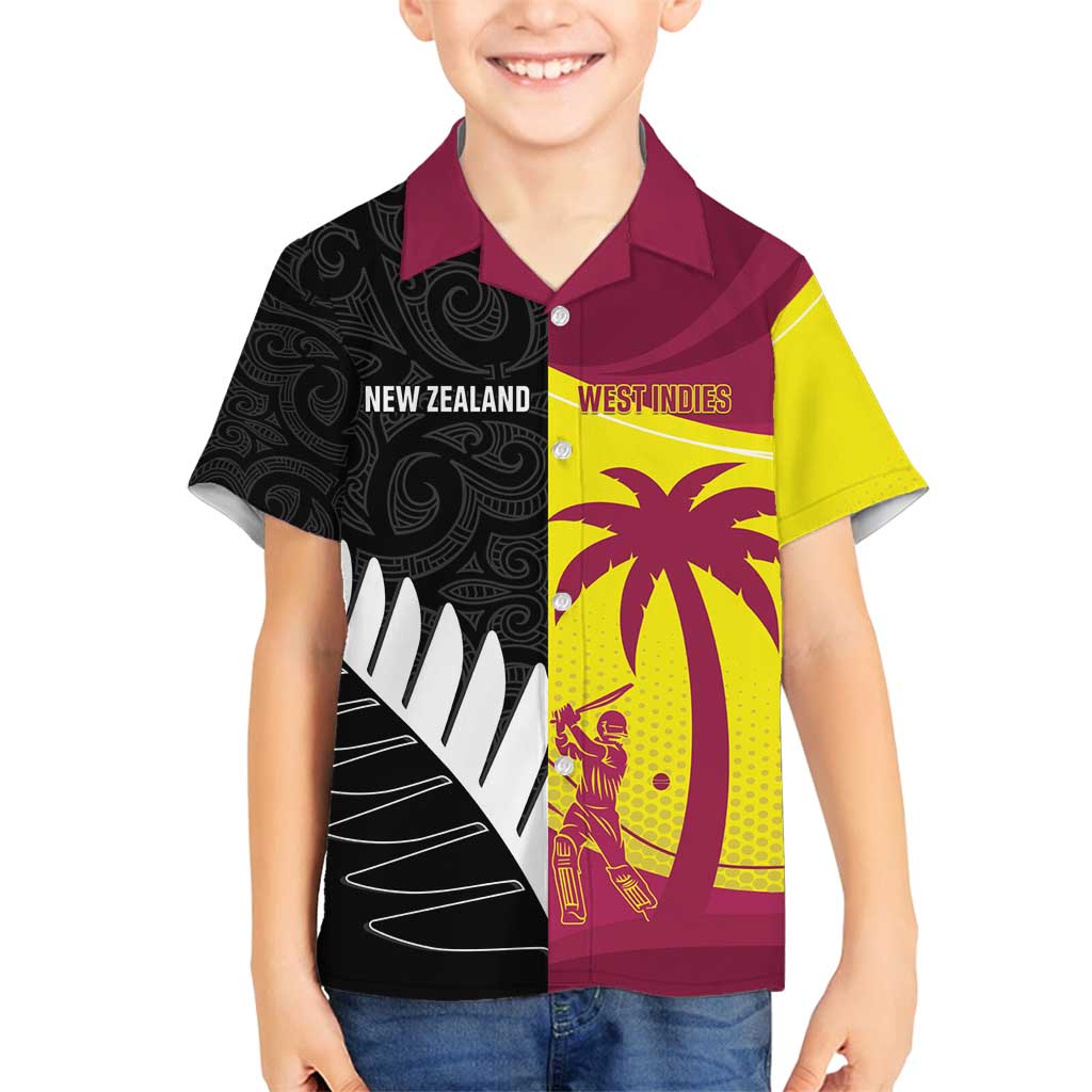 New Zealand and West Indies Cricket Custom Family Matching Puletasi and Hawaiian Shirt Black Cap Windies Together - Aussie Hoodie