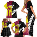 New Zealand and West Indies Cricket Custom Family Matching Short Sleeve Bodycon Dress and Hawaiian Shirt Black Cap Windies Together - Aussie Hoodie