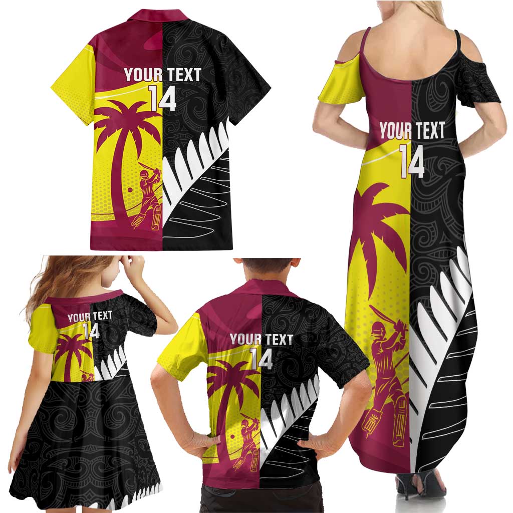 New Zealand and West Indies Cricket Custom Family Matching Summer Maxi Dress and Hawaiian Shirt Black Cap Windies Together - Aussie Hoodie