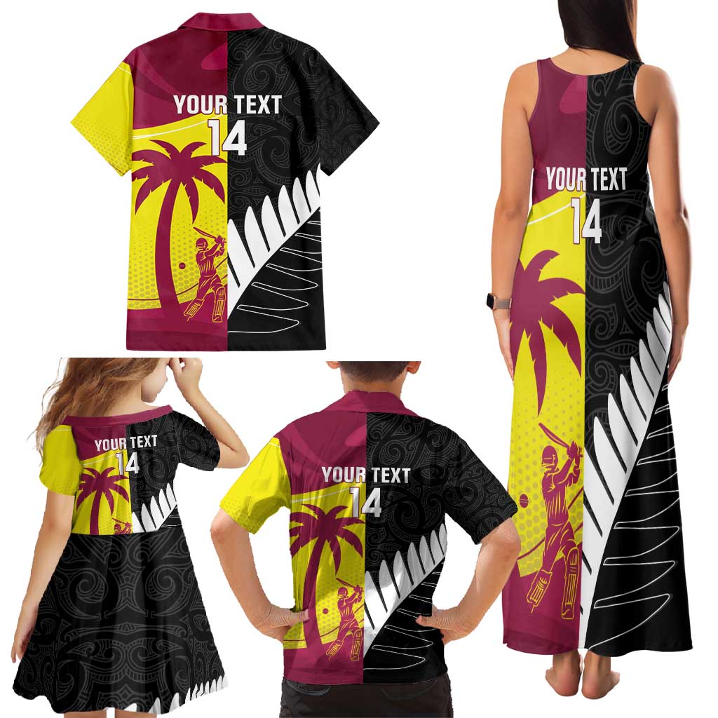 New Zealand and West Indies Cricket Custom Family Matching Tank Maxi Dress and Hawaiian Shirt Black Cap Windies Together - Aussie Hoodie