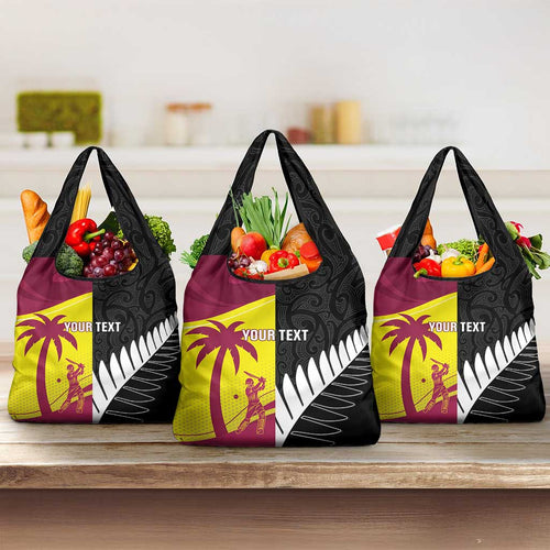 New Zealand and West Indies Cricket Custom Grocery Bag Black Cap Windies Together - Aussie Hoodie
