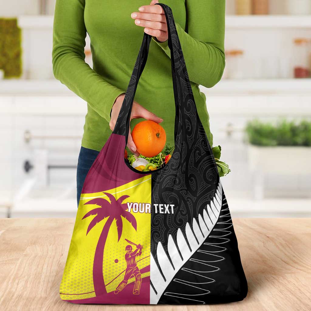 New Zealand and West Indies Cricket Custom Grocery Bag Black Cap Windies Together - Aussie Hoodie
