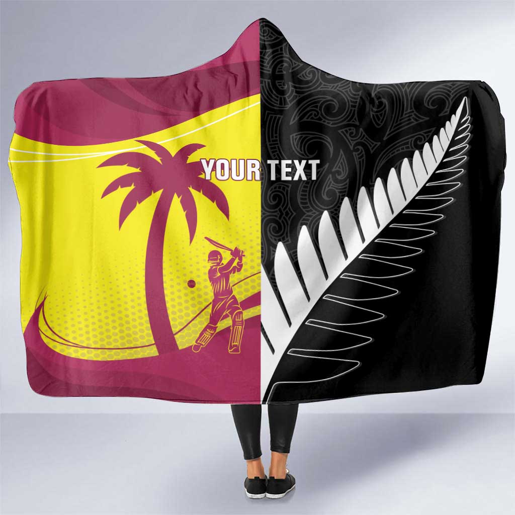 New Zealand and West Indies Cricket Custom Hooded Blanket Black Cap Windies Together - Aussie Hoodie