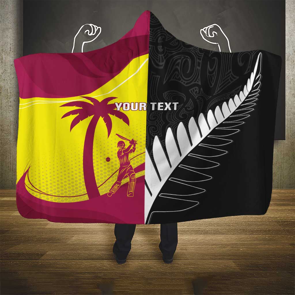 New Zealand and West Indies Cricket Custom Hooded Blanket Black Cap Windies Together - Aussie Hoodie