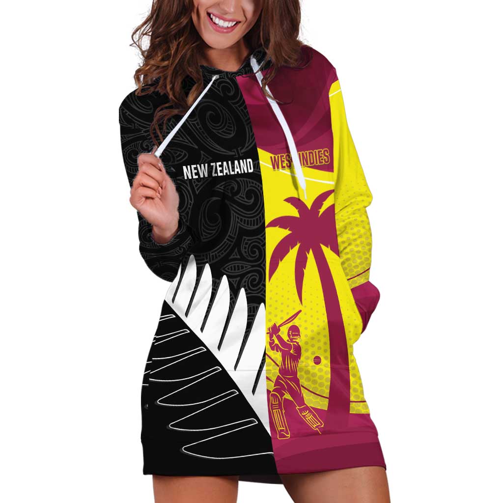 New Zealand and West Indies Cricket Custom Hoodie Dress Black Cap Windies Together - Aussie Hoodie