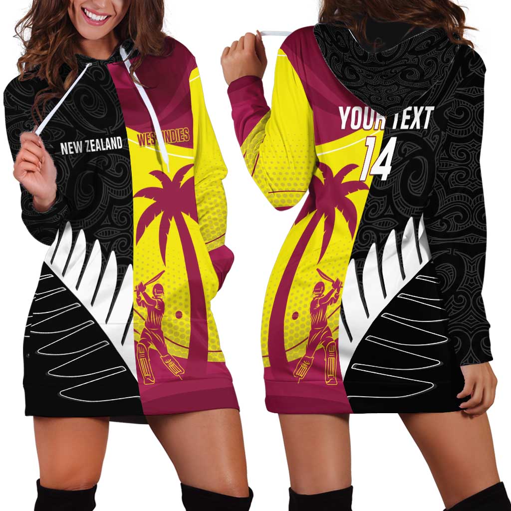 New Zealand and West Indies Cricket Custom Hoodie Dress Black Cap Windies Together - Aussie Hoodie