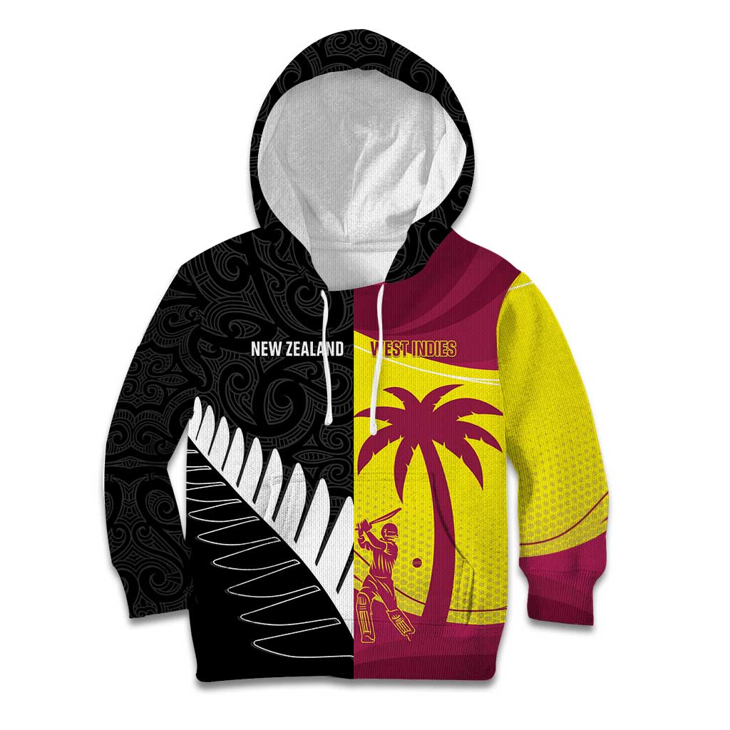 New Zealand and West Indies Cricket Custom Kid Hoodie Black Cap Windies Together - Aussie Hoodie