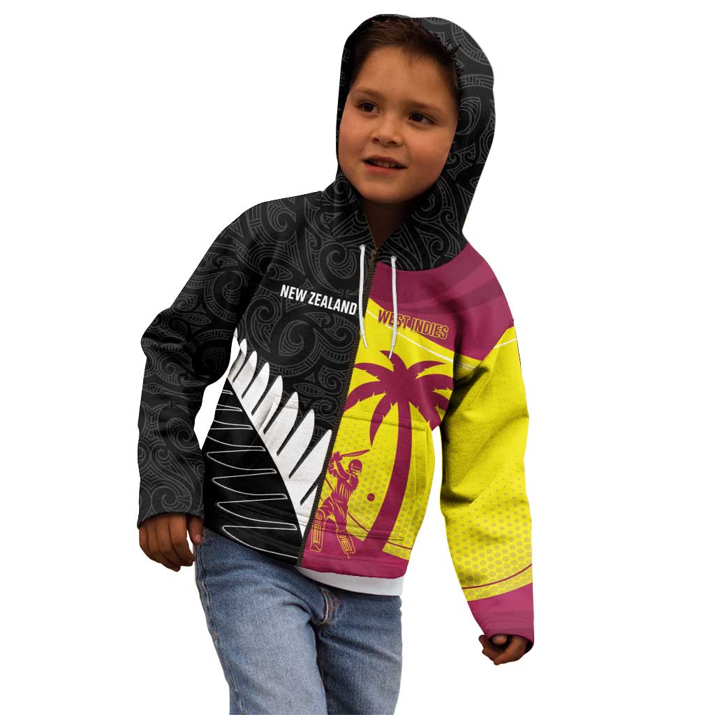 New Zealand and West Indies Cricket Custom Kid Hoodie Black Cap Windies Together - Aussie Hoodie
