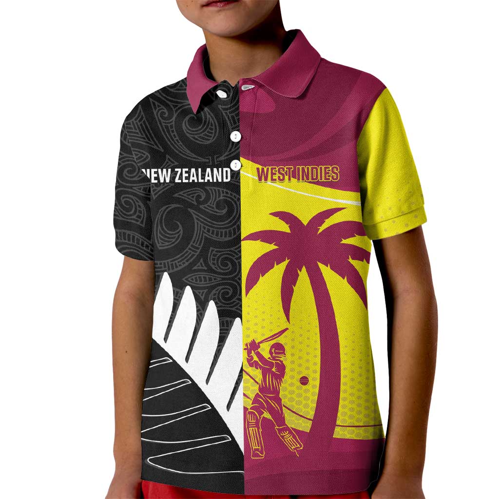 New Zealand and West Indies Cricket Custom Kid Polo Shirt Black Cap Windies Together - Aussie Hoodie