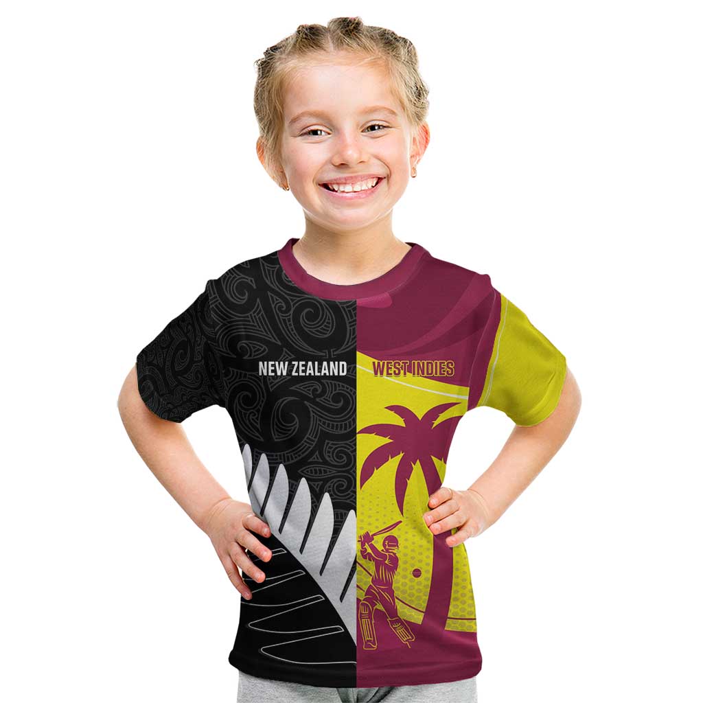 New Zealand and West Indies Cricket Custom Kid T Shirt Black Cap Windies Together - Aussie Hoodie