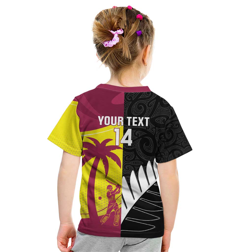 New Zealand and West Indies Cricket Custom Kid T Shirt Black Cap Windies Together - Aussie Hoodie