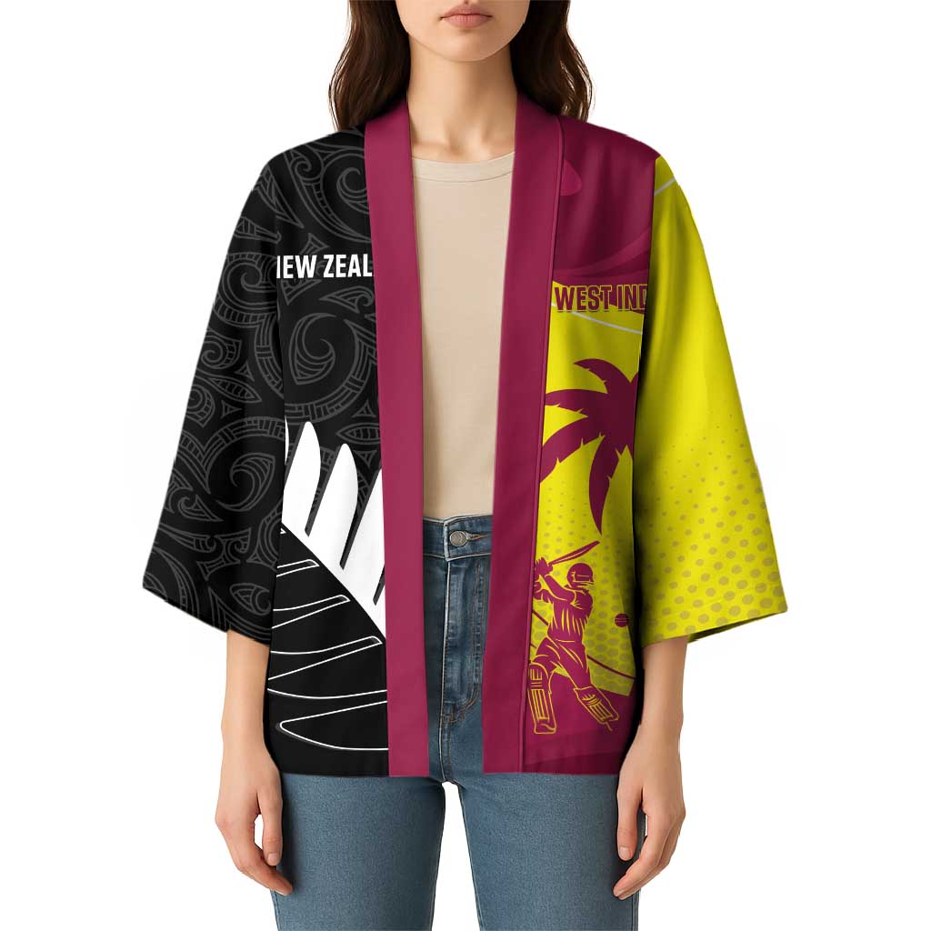 New Zealand and West Indies Cricket Custom Kimono Black Cap Windies Together - Aussie Hoodie