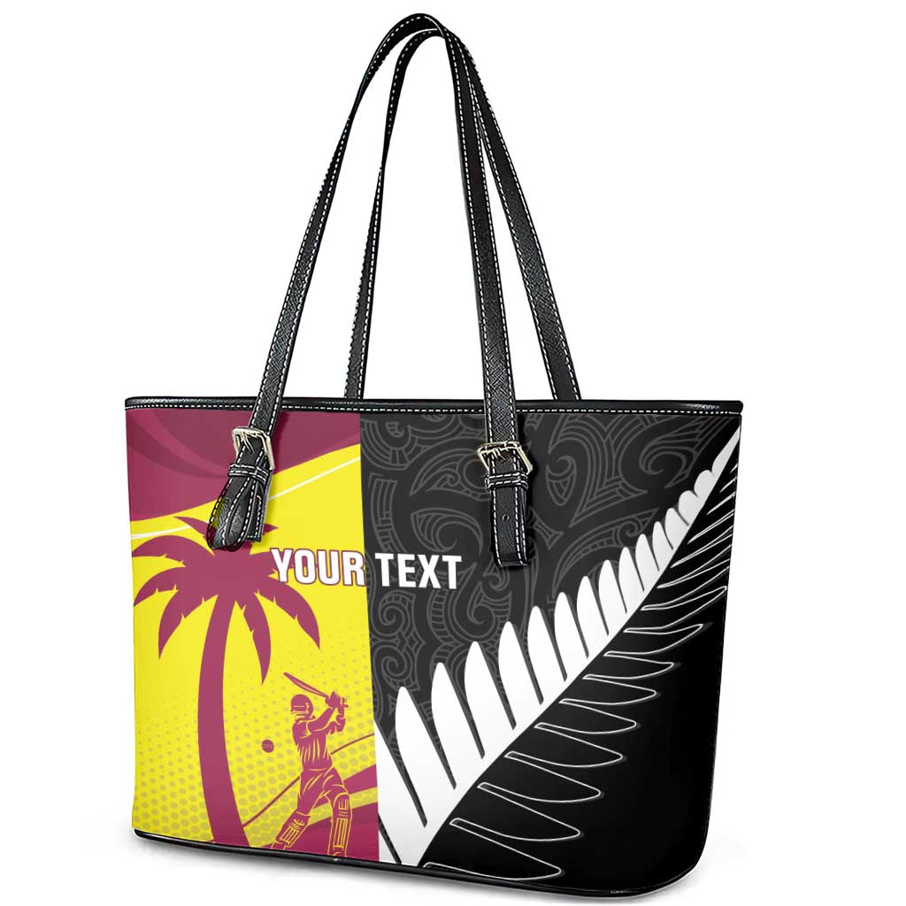 New Zealand and West Indies Cricket Custom Leather Tote Bag Black Cap Windies Together - Aussie Hoodie