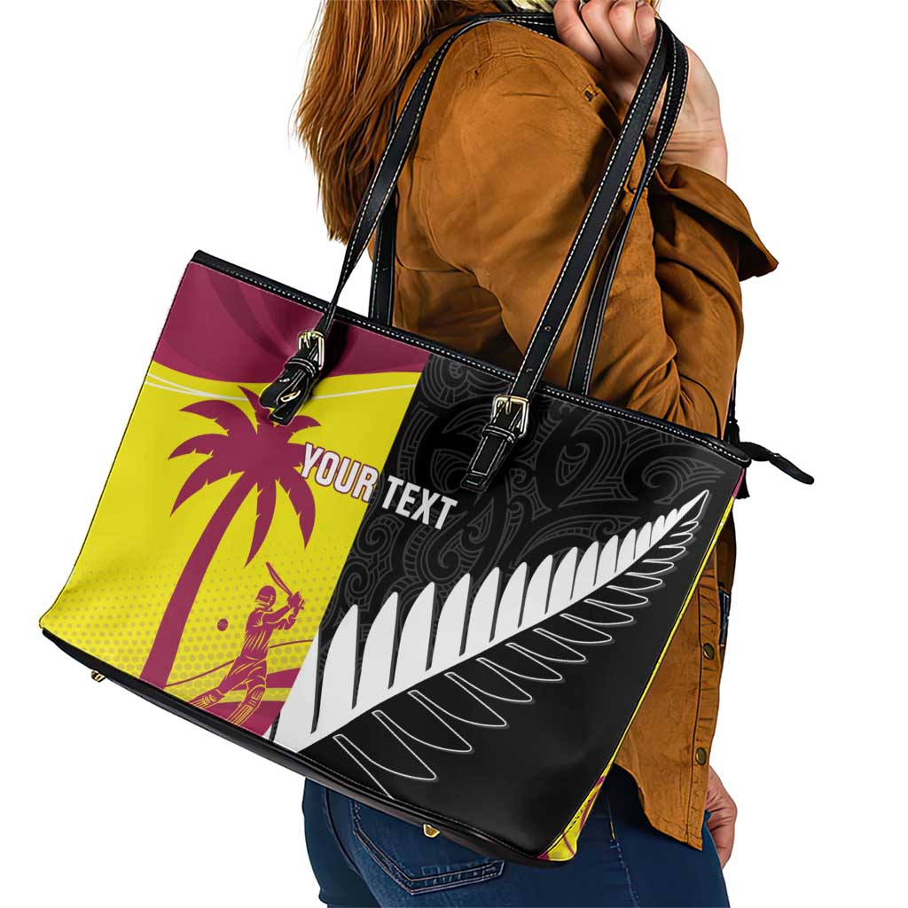 New Zealand and West Indies Cricket Custom Leather Tote Bag Black Cap Windies Together - Aussie Hoodie