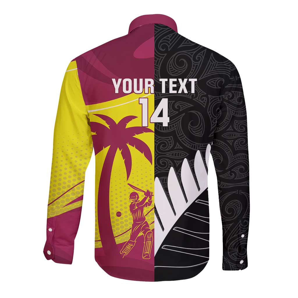 New Zealand and West Indies Cricket Custom Long Sleeve Button Shirt Black Cap Windies Together - Aussie Hoodie