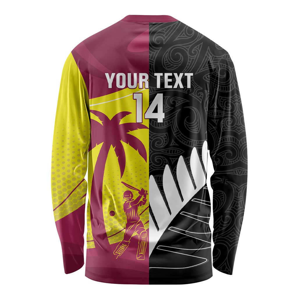 New Zealand and West Indies Cricket Custom Long Sleeve Shirt Black Cap Windies Together - Aussie Hoodie