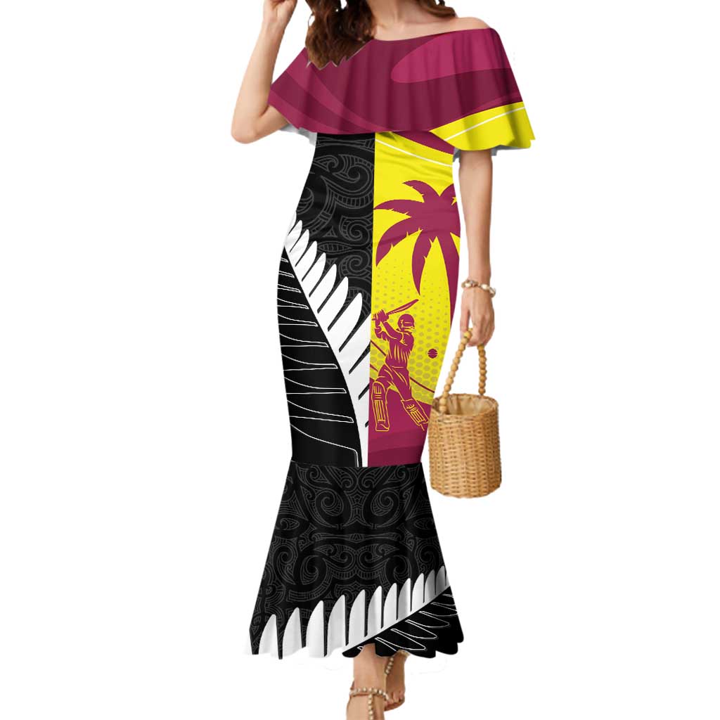 New Zealand and West Indies Cricket Custom Mermaid Dress Black Cap Windies Together - Aussie Hoodie