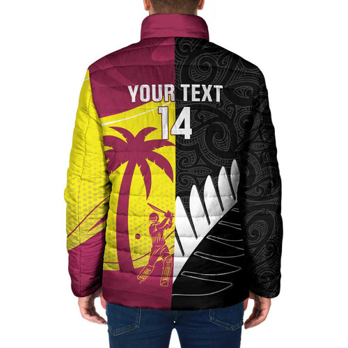 New Zealand and West Indies Cricket Custom Padded Jacket Black Cap Windies Together - Aussie Hoodie