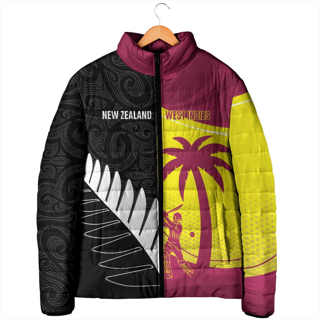 New Zealand and West Indies Cricket Custom Padded Jacket Black Cap Windies Together - Aussie Hoodie