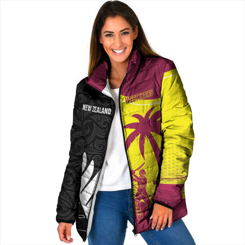 New Zealand and West Indies Cricket Custom Padded Jacket Black Cap Windies Together - Aussie Hoodie