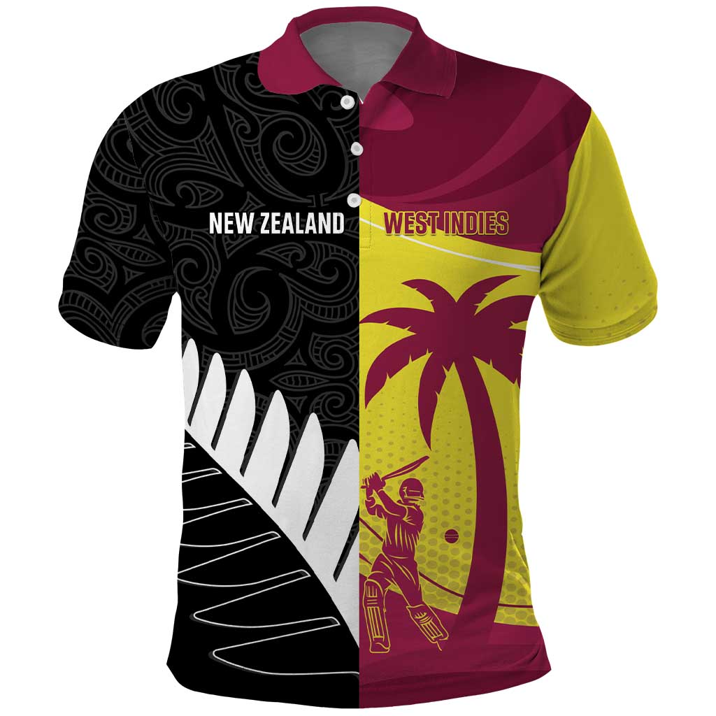 New Zealand and West Indies Cricket Custom Polo Shirt Black Cap Windies Together - Aussie Hoodie