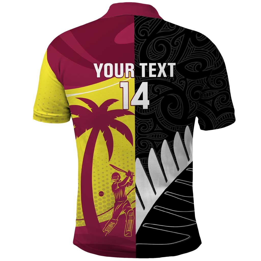 New Zealand and West Indies Cricket Custom Polo Shirt Black Cap Windies Together - Aussie Hoodie